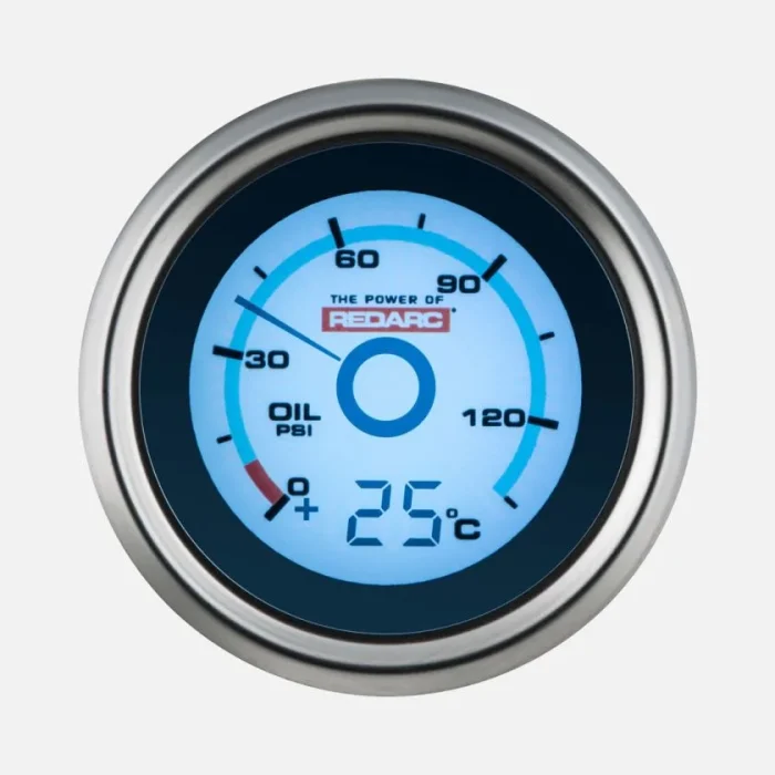 Redarc Single Oil Pressure 52MM Gauge With Optional Temperature Display